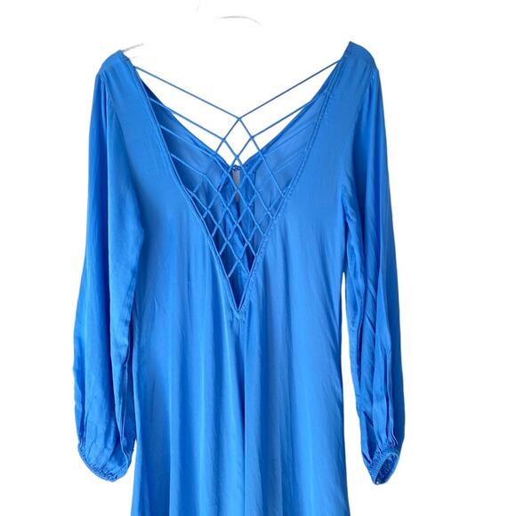 Free People Later Days Blue Button Front Dress size 6 MIDI - Picture 7 of 9